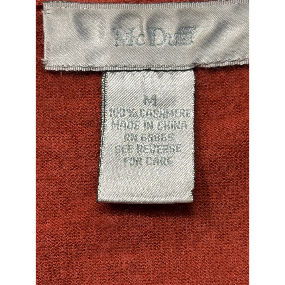 McDuff 100% Cashmere Knit Pullover V Neck Sweater, Red, Women's Size Medium - Picture 7 of 8